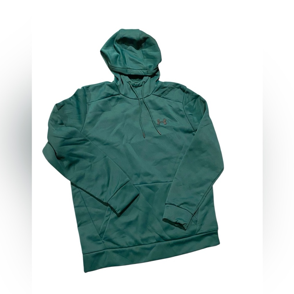 NEW NO TAGS Under Armour Mens Deal Green Hooded Sweatshirt Fleece Lining Size L